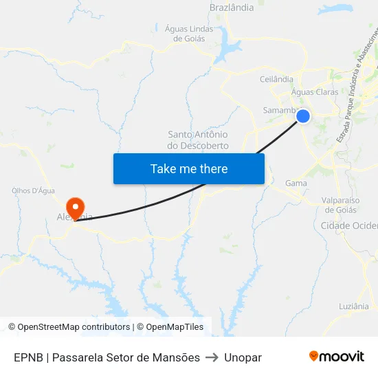 EPNB | Passarela Setor de Mansões to Unopar map
