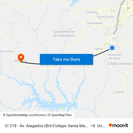 Cl 218 - Av. Alagados (Brt/Colégio Santa Maria/N.S.Aparecida) to Unopar map