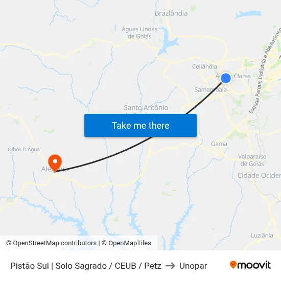 Pistão Sul | Solo Sagrado / CEUB / Petz to Unopar map