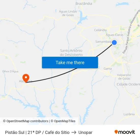 Pistão Sul | 21ª DP / Café do Sítio to Unopar map