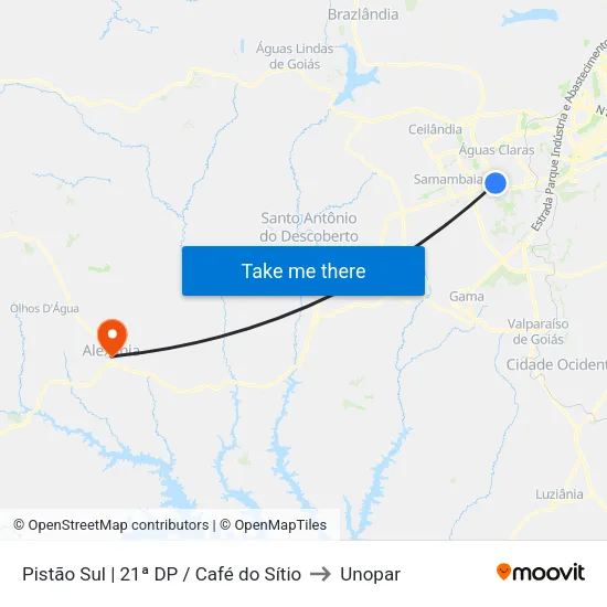 Pistão Sul | 21ª DP / Café do Sítio to Unopar map