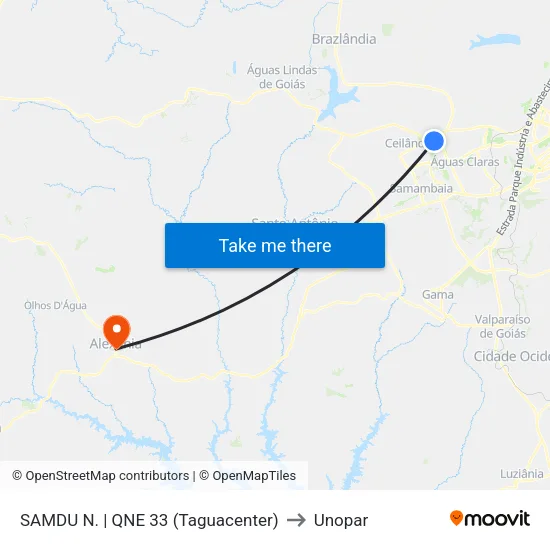 SAMDU N. | QNE 33 (Taguacenter) to Unopar map