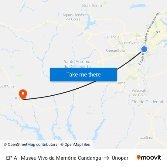 EPIA | Museu Vivo da Memória Candanga to Unopar map