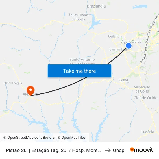 Pistão Sul | Estação Tag. Sul / Hosp. Montevida to Unopar map