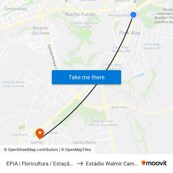 EPIA | Floricultura / Estação BRT Park Way to Estádio Walmir Campelo Bezerra map