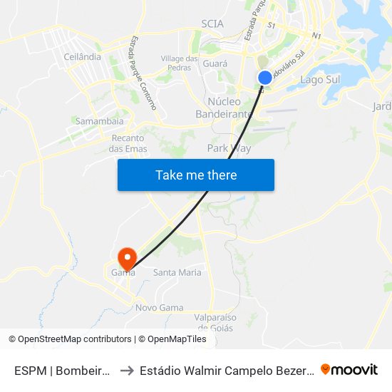 ESPM | Bombeiros to Estádio Walmir Campelo Bezerra map