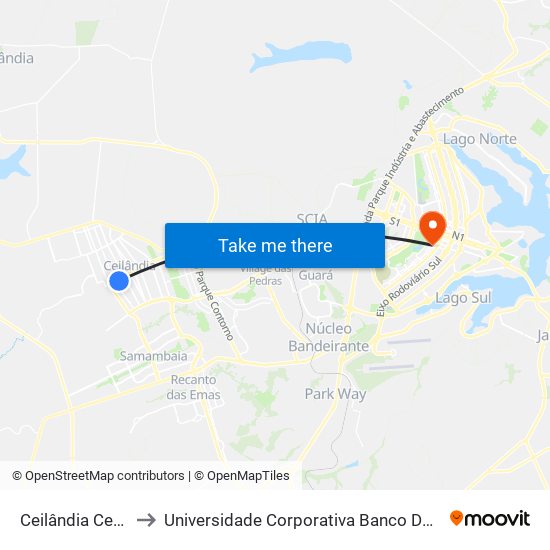 Ceilândia Centro to Universidade Corporativa Banco Do Brasil map