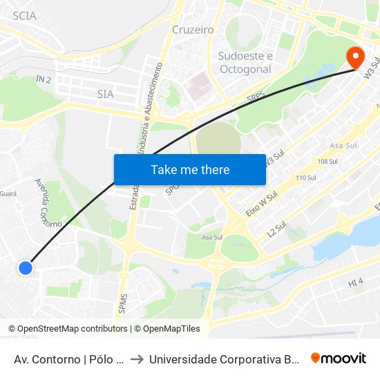 Av. Contorno | Pólo De Modas to Universidade Corporativa Banco Do Brasil map