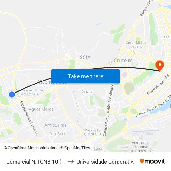 Comercial N. | CNB 10 (Banco Mercantil) to Universidade Corporativa Banco Do Brasil map