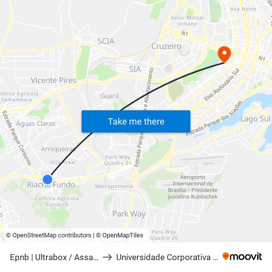 Epnb | Ultrabox / Assaí / Riacho Mall to Universidade Corporativa Banco Do Brasil map