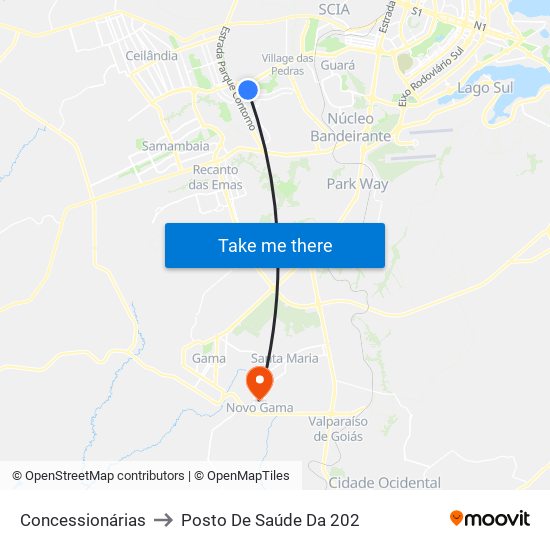 Concessionárias to Posto De Saúde Da 202 map