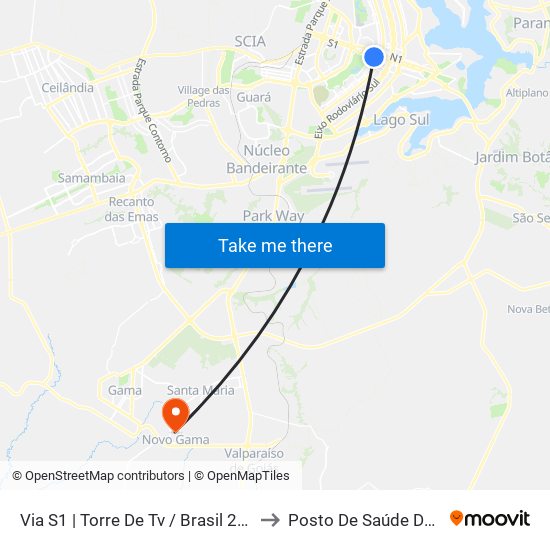 Via S1 | Torre De Tv / Brasil 21 / Shs to Posto De Saúde Da 202 map