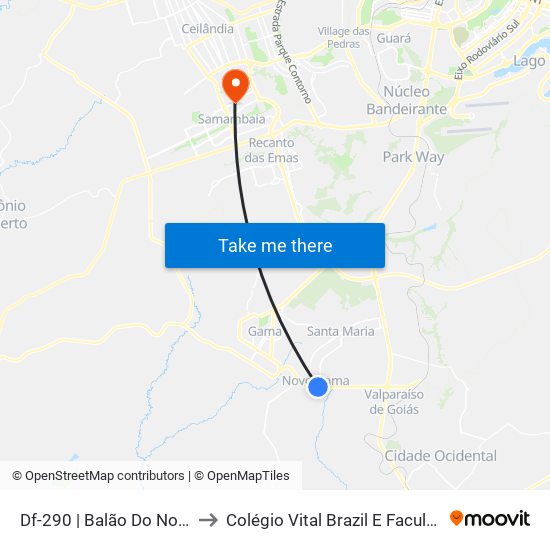 Df-290 | Balão Do Novo Gama to Colégio Vital Brazil E Faculdades Iesa map