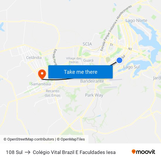 108 Sul to Colégio Vital Brazil E Faculdades Iesa map