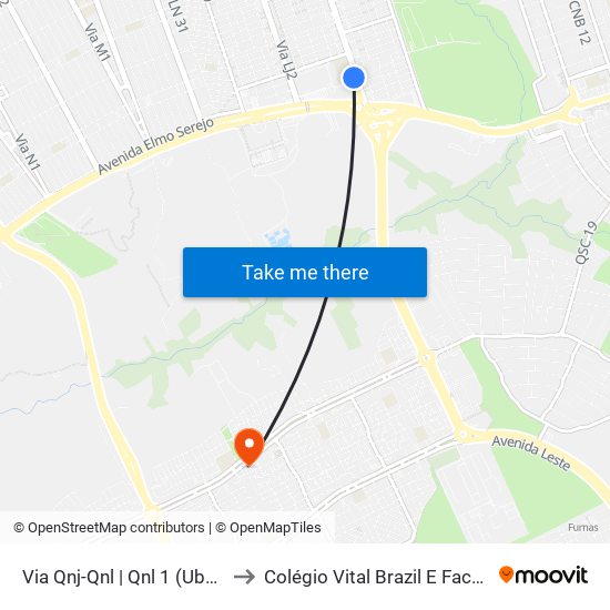 Via Qnj-Qnl | Qnl 1 (Ubs 3 / Ced 6) to Colégio Vital Brazil E Faculdades Iesa map