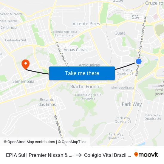 EPIA | Premier Nissan & Renault / Motel Park Way to Colégio Vital Brazil E Faculdades Iesa map