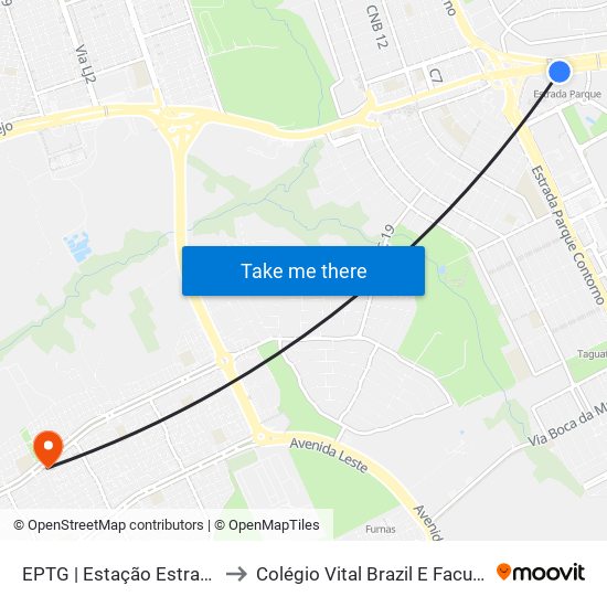 EPTG | Estação Estrada Parque to Colégio Vital Brazil E Faculdades Iesa map