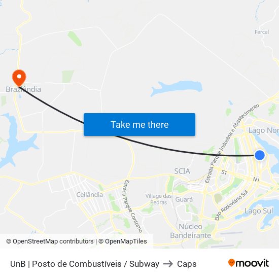 UnB | Posto de Combustíveis / Subway to Caps map