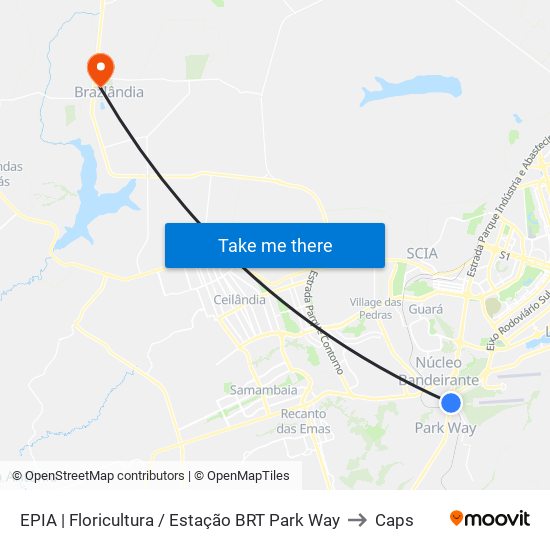 EPIA | Floricultura / Estação BRT Park Way to Caps map