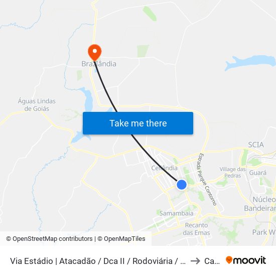 Via Estádio | Atacadão / Dca II / Rodoviária / Estádio to Caps map