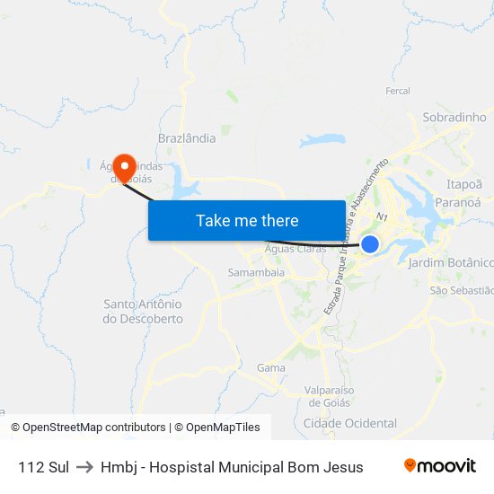 112 Sul to Hmbj - Hospistal Municipal Bom Jesus map