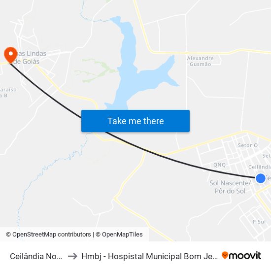 Ceilândia Norte to Hmbj - Hospistal Municipal Bom Jesus map