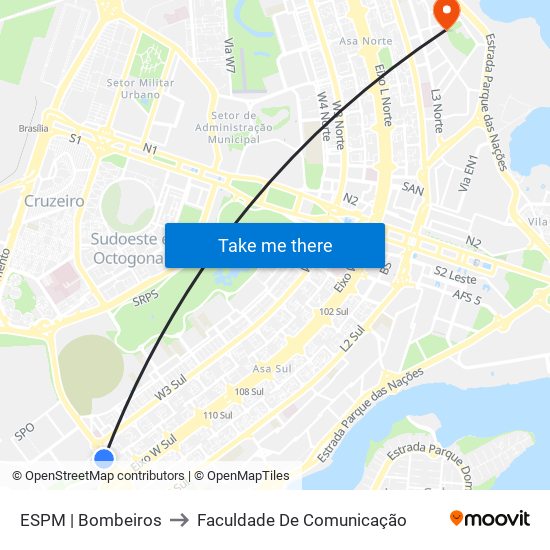 ESPM | Bombeiros to Faculdade De Comunicação map