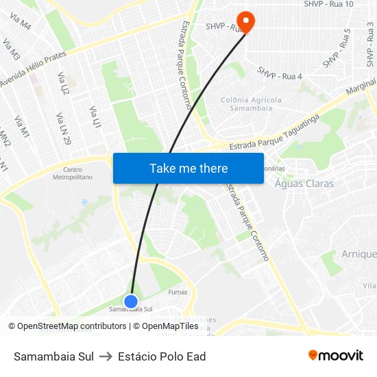 Samambaia Sul to Estácio Polo Ead map