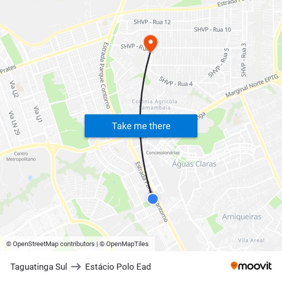 Taguatinga Sul to Estácio Polo Ead map