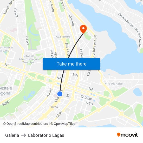 Galeria to Laboratório Lagas map