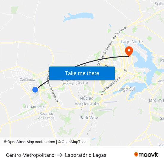 Centro Metropolitano to Laboratório Lagas map