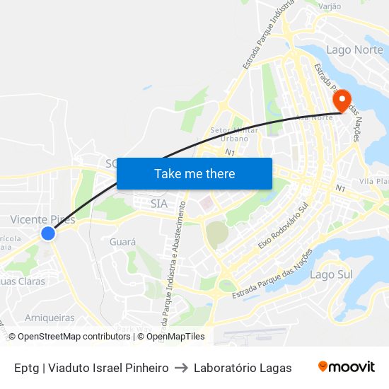 Eptg | Viaduto Israel Pinheiro to Laboratório Lagas map