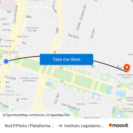 Rod.P.Piloto | Plataforma D (Box 16) to Instituto Legislativo Brasileiro map