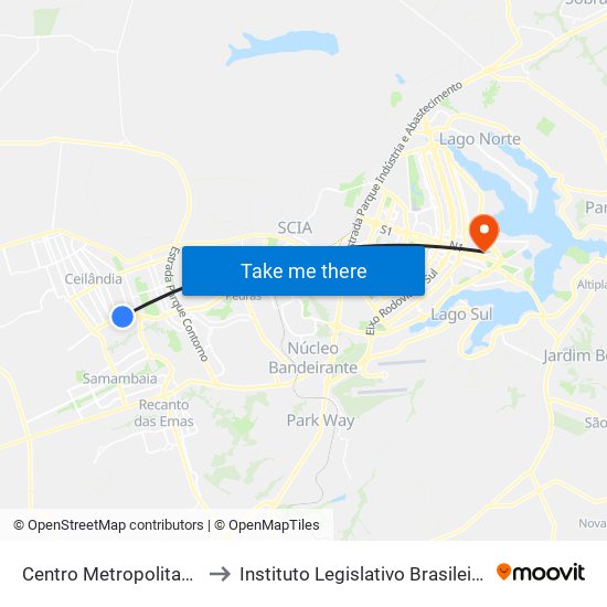 Centro Metropolitano to Instituto Legislativo Brasileiro map