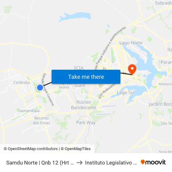 Samdu Norte | Qnb 12 (Hrt / Anchieta) to Instituto Legislativo Brasileiro map