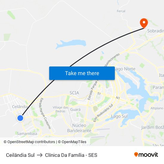 Ceilândia Sul to Clínica Da Família - SES map