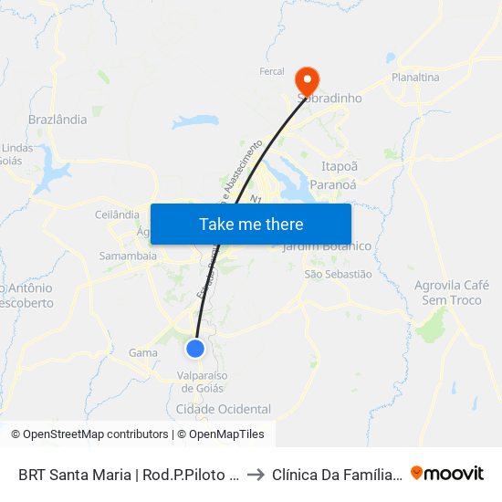 BRT Santa Maria | Rod.P.Piloto / W3 Sul to Clínica Da Família - SES map