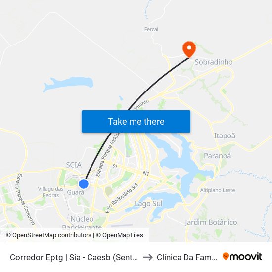 Corredor Eptg | Sia - Caesb (Sentido Taguatinga) to Clínica Da Família - SES map