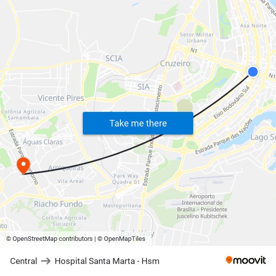 Central to Hospital Santa Marta - Hsm map