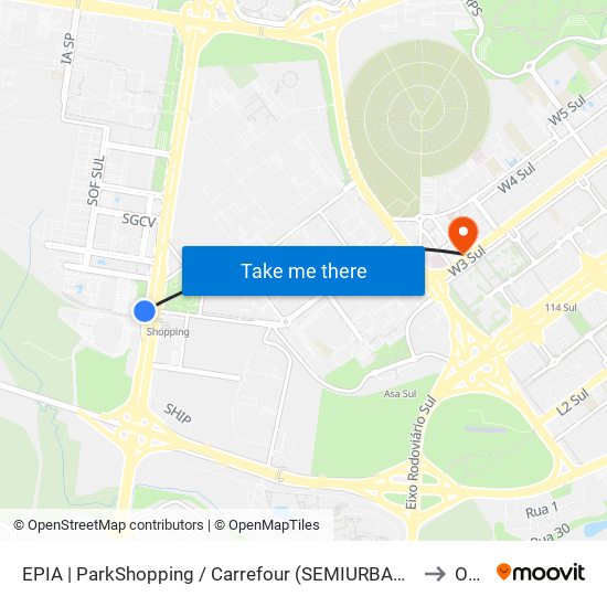 EPIA | ParkShopping / Carrefour (SEMIURBANO) to Ohb map