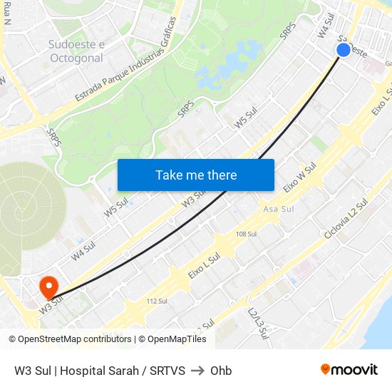 W3 Sul | Hospital Sarah / SRTVS to Ohb map