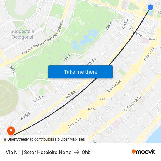 Via N1 | Setor Hoteleiro Norte to Ohb map
