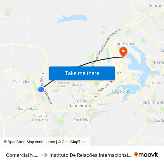 Comercial N. | CNB 3 (INSS) to Instituto De Relações Internacionais(Irel) / Instituto De Ciência Política map
