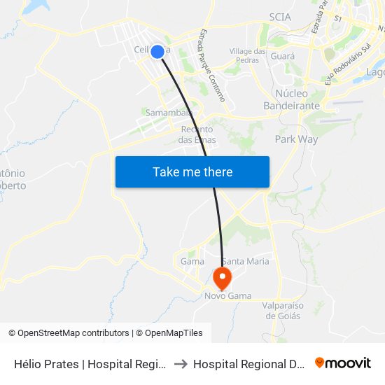 Hélio Prates | Hospital Regional Da Ceilândia to Hospital Regional De Santa Maria map
