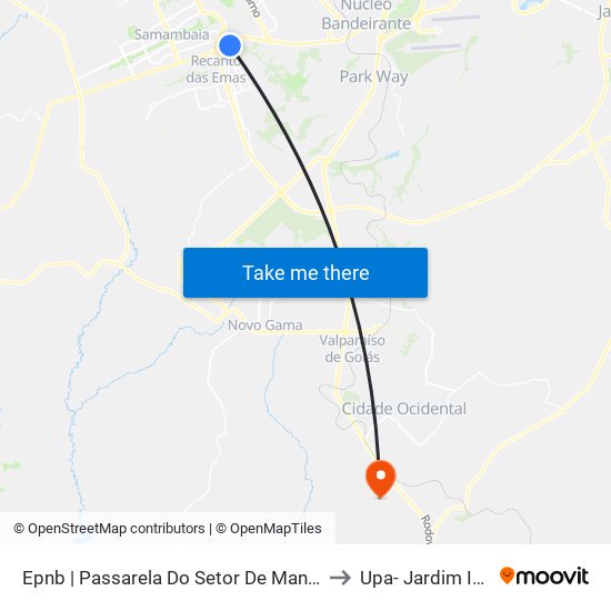 Epnb | Passarela Do Setor De Mansões to Upa- Jardim Ingá map