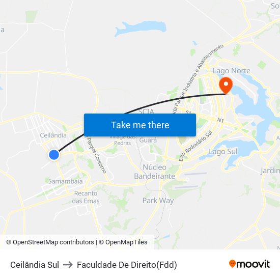 Ceilândia Sul to Faculdade De Direito(Fdd) map