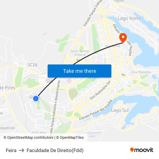 Feira to Faculdade De Direito(Fdd) map