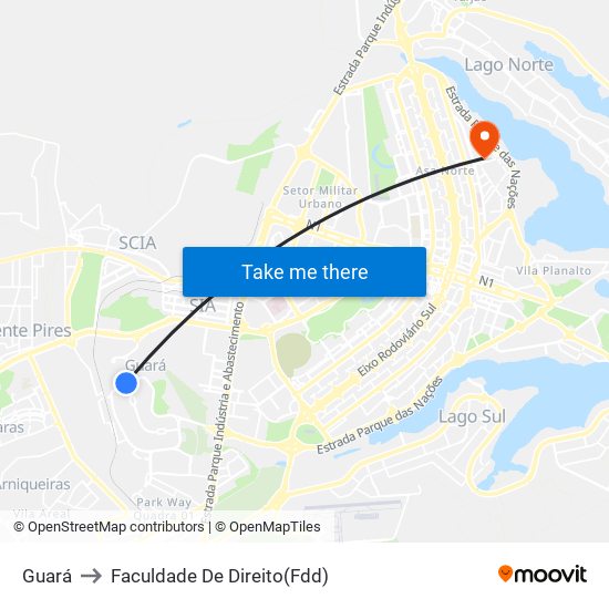 Guará to Faculdade De Direito(Fdd) map