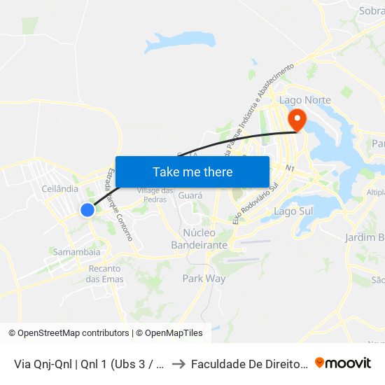 Via Qnj-Qnl | Qnl 1 (Ubs 3 / Ced 6) to Faculdade De Direito(Fdd) map