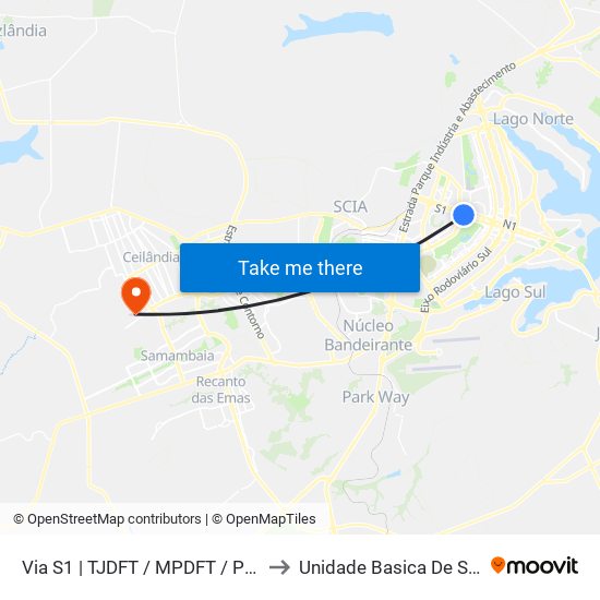 Via S1 | TJDFT / MPDFT / Palácio do Buriti to Unidade Basica De Saúde 16/20 map